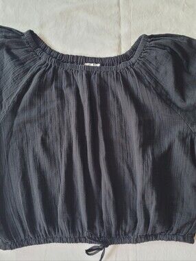 GAP Women's Black Relaxed Gauze tie-hem Size XL